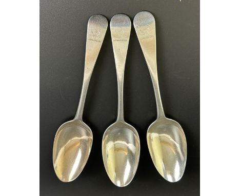 A set of three George II silver Old English pattern tablespoons, London 1755, 6.1 ozt (3)