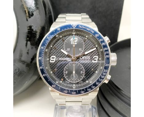 A gentleman's stainless steel Oris Chronograph Automatic Williams F1 wristwatch, boxed with spare links, manual and internati