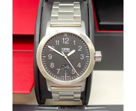 A gentleman's stainless steel Oris Automatic TT1 day-date wristwatch, boxed with spare links, product manual and guarantee ca
