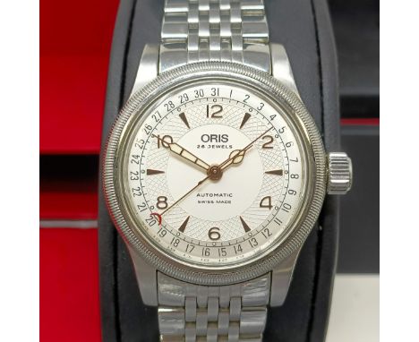 A gentleman's stainless steel Oris Automatic 26 Jewels wristwatch, boxed with spare links, product manual and guarantee cardh