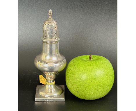 A George III silver caster, with square foot, initialled, London 1796, 2.7 ozt, 14 cm high