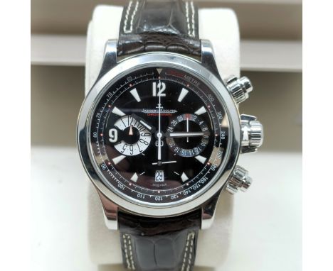 A gentleman's Jaeger-LeCoultre Master Compressor Chronograph wristwatch, on an alligator strap, boxed, with guarantee and ins