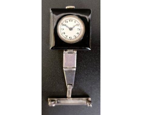 A&nbsp;ladies Art Deco silver paste and black enamel watch