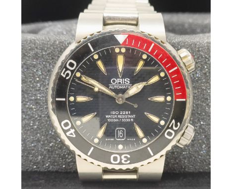 A gentleman's titanium Oris Automatic 1000m wristwatch, boxed, with manual and international guarantee booklet