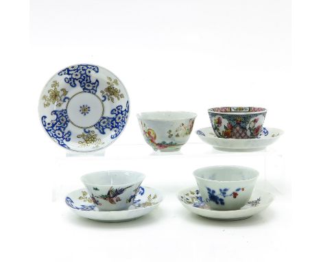 Including 4 cups and 4 saucers, saucers are 10 cm. in diameter, in diverse conditions.