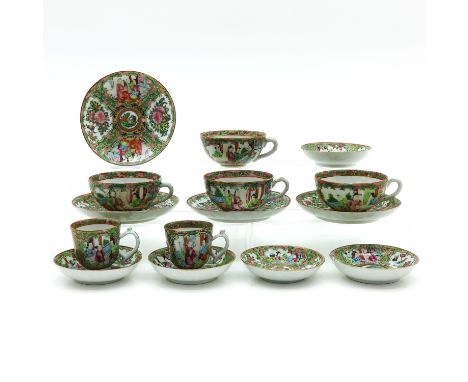 Including 6cups and 9 saucers, saucers are 14 cm. in diameter, in diverse conditions. 