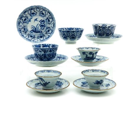 Depicting flowers, saucers are 13 cm. in diameter, in diverse conditions. 