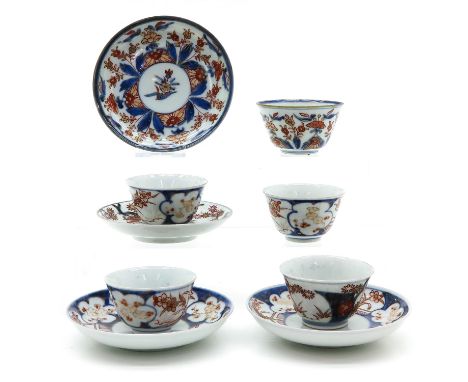 Including 5 cups and 4 saucers, saucers are 12 cm. in diameter, hairline.