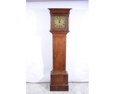 An oak longcase clock, square brass dial, signed William Gregory, Odiham, 30-hour movement, country made case.