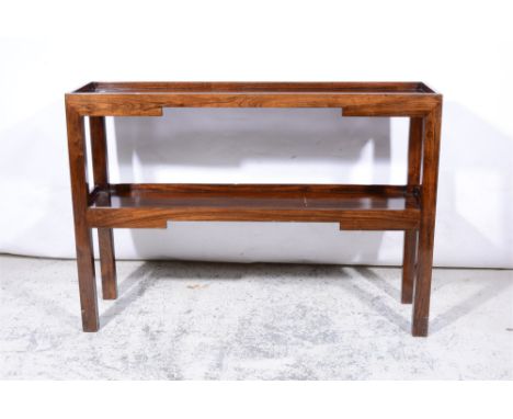 Chinese hardwood two-tier console/ altar table, width 115cm, depth 30cm, height 80cm.