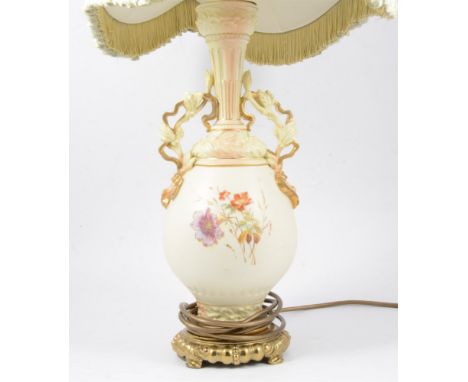 Modern 'Hot-air Balloon', table lamp, 56cm, and two others, a Royal Worcester style vase serving as a lamp base and a black l