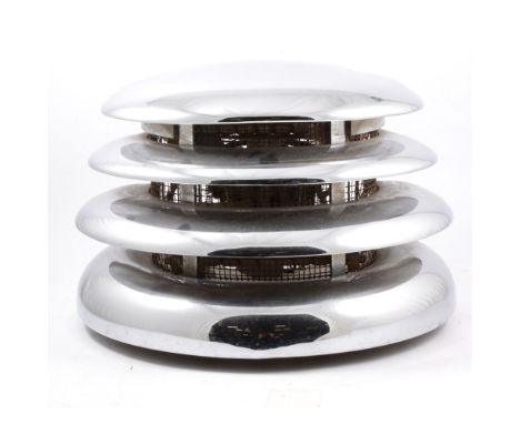 A chromed HMV room heater, of Modernist beehive design, sold as a collectors item, height 28cm.