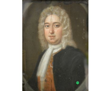 Manner of Daniel Gardiner, Portrait of a lady head and shoulders length, oil on board, oval 15 x 30cm. and a pastel portrait 