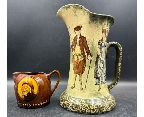 Two pieces of vintage Royal Doulton, A Dames Heart content creamer and a Wedlocks Joys pitcher 