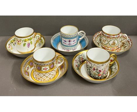 Five Limoge cup and saucers various patterns 