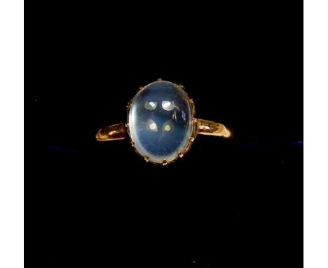 A Victorian 22 carat gold moonstone ring, the stone measures approx. 9.5mm x 7.4mm, hallmarked London1866, weight 2.4g, size 