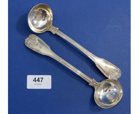 A pair of Scottish Kings Pattern silver toddy spoons engraved M, Glasgow 1833, Maker Alexander Mitchell, 101g