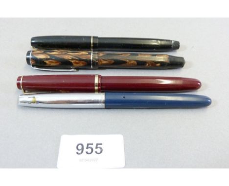 Four various vintage fountain pens including Swan, Platignum etc 