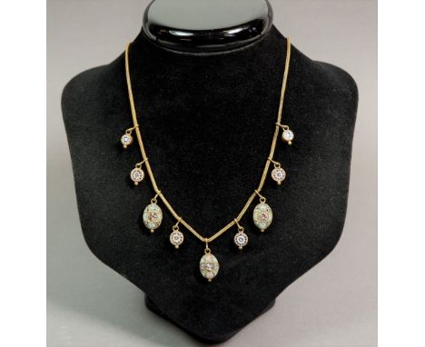 A vintage micro mosaic pendant necklace 