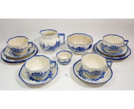 A Royal Doulton Norfolk set of four breakfast cups and saucers, milk jug and bowl 