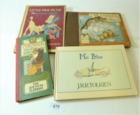 Four illustrated children's books: Bubbles by A M Lockyer, The Denim Elephant, Little Pig's Picnic by Margaret Wise-Brown and