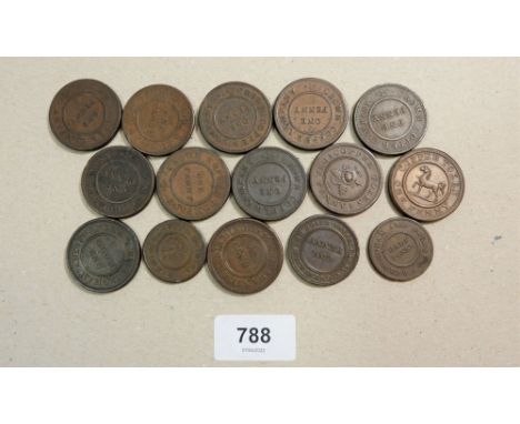 A quantity of copper/bronze tokens ref: South Wales eg. Neath, Swansea used in conjunction with Birmingham etc. supplied thro