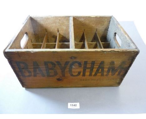 A vintage Babycham wooden bottle crate 