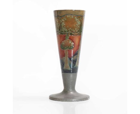 William Moorcroft (1872-1945), an 'Eventide' vase, for Liberty &amp; Co., London, glazed earthenware with a pewter-mounted ba