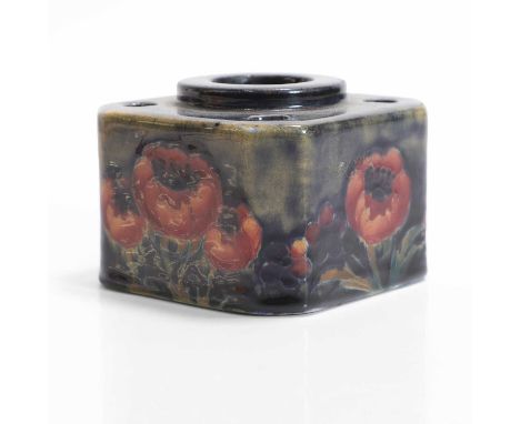 William Moorcroft (1872-1945), a 'Big Poppy' inkwell, for Moorcroft Pottery, glazed earthenware, impressed 'Moorcroft, Made i