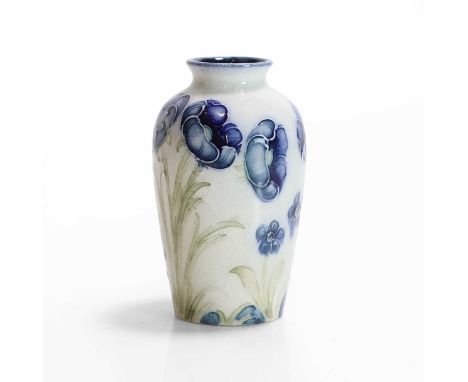 William Moorcroft (1872-1945), a 'Poppy' miniature vase, for James Macintyre &amp; Co., glazed earthenware, with printed fact