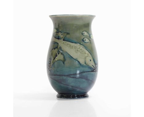 William Moorcroft (1872-1945), a 'Fish' vase, for Moorcroft Pottery, impressed facsimile signature, impressed 'Potter to HM T