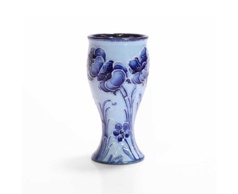 William Moorcroft (1872-1945), a 'Poppy' miniature vase, for James Macintyre &amp; Co., glazed earthenware, with printed fact