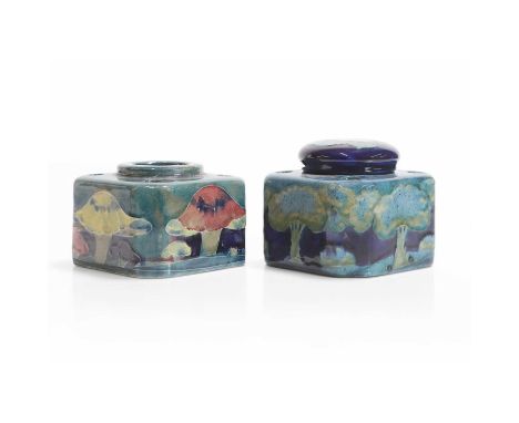 William Moorcroft (1872-1945),  a 'Claremont' inkwell, for Moorcroft Pottery, glazed earthenware, impressed 'Moorcroft, Bursl