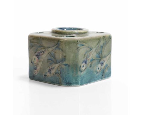 William Moorcroft (1872-1945), a 'Fish' inkwell, for Moorcroft Pottery, glazed earthenware, impressed 'Moorcroft, Made in Eng