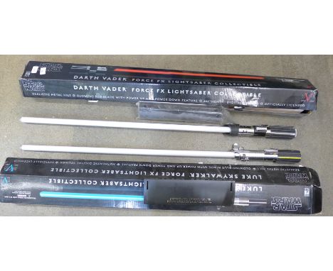 Two Star Wars Force FX light sabres, boxed 