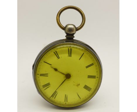A Victorian silver fusee pocket watch, makers C.J. Burrows of Birmingham, London 1873, a/f, lacking button 