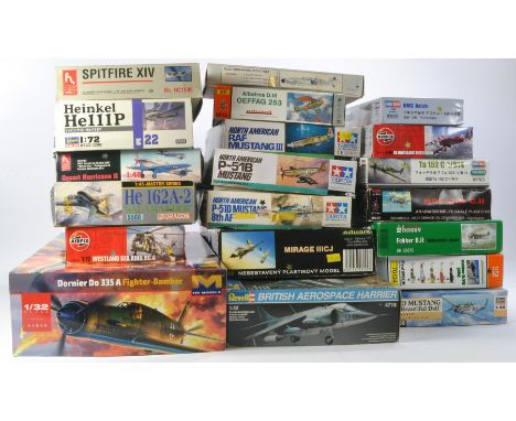 A group of 20 Plastic model kits comprising eduard Fokker D.VII (Alb) Profipack edition, Hasegawa Hobby Kits, P-51D Mustang "