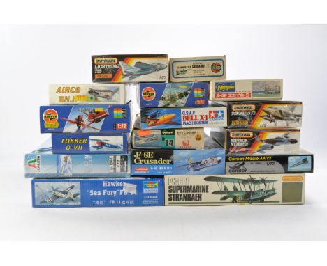 A group of plastic model kits comprising Matchbox Panavia Tornado F3, Matchbox Lightning T55, Hasegawa A-4F Skyhawk, Airfix S