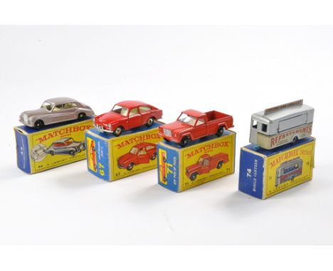 Matchbox Regular Wheels group comprising No. 44, 67, 74 and 71. Generally very good to excellent in good to very good boxes. 