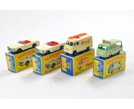 Matchbox Regular Wheels group comprising No. 21, 62, 27 x 2. Generally good to excellent in fair boxes with notable signs of 