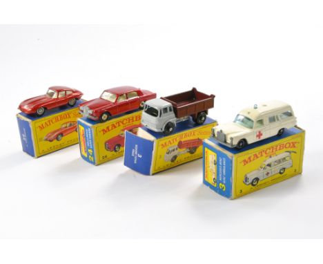 Matchbox Regular Wheels group comprising No. 3, 24, 32 and 3. Generally very good to excellent in fair to good boxes, one wit