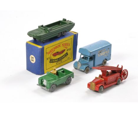 Matchbox Regular Wheels group including boxed 55a DUKW plus others as shown. Generally fair to excellent. 