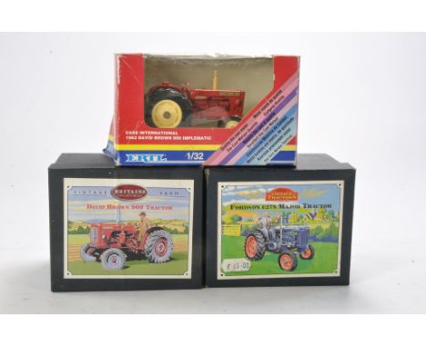 Britains Farm 1/32 issues comprising Fordson Major and David Brown 900 Tractor plus further model from Ertl. Excellent in goo