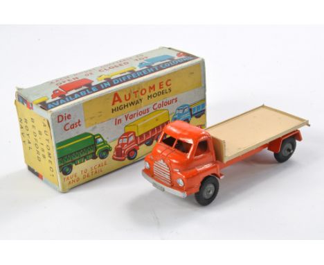 Automec Bedford Flatbed Truck. Orange and Light Tan. Excellent with very minor signs of wear in good to very good No. B159 Ro