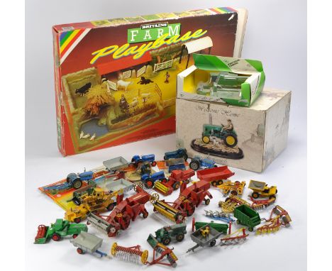 A group of vintage Corgi diecast farm issues including Massey Ferguson Combine, Ford 5000 and implements etc plus other assor