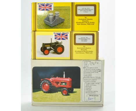 Scaledown Models 1/32 White Metal Tractor and Implement Kits comprising Munktells BM2 and Ferguson Transport box, plus Tekno 