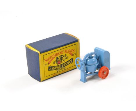 Matchbox Regular Wheels No. 3a Site Mixer. Blue with orange metal wheels. Generally excellent with little or no sign of wear 