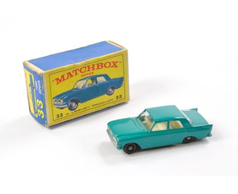 Matchbox Regular Wheels comprising No. 33b Ford Zephyr. Blue with black plastic wheels. Very good to excellent, the odd speck