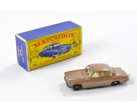 Matchbox Regular Wheels comprising No. 28c Jaguar MK10. Metallic brown with black base, ivory interior. Black plastic wheels.