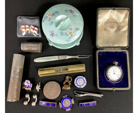 A selection of silver items and miscellaneous items, the silver items include a ladies Sanders & Company London "0,935" stamp